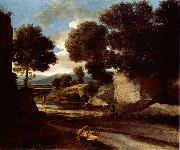 Nicolas Poussin Landscape with Travellers Resting France oil painting artist